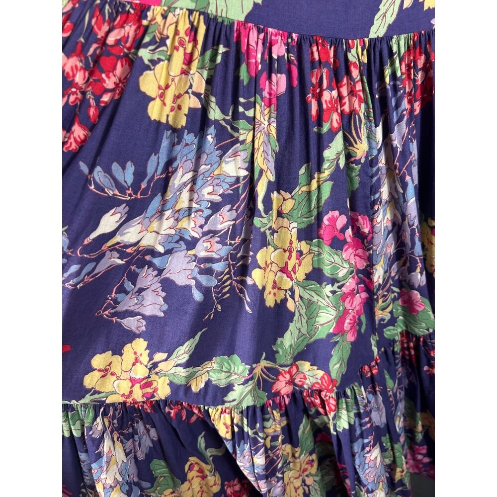 VTG Laura Ashley M Floral Tiered Midi Prairie Skirt Cottage 80s Boho Festival - Picture 3 of 11